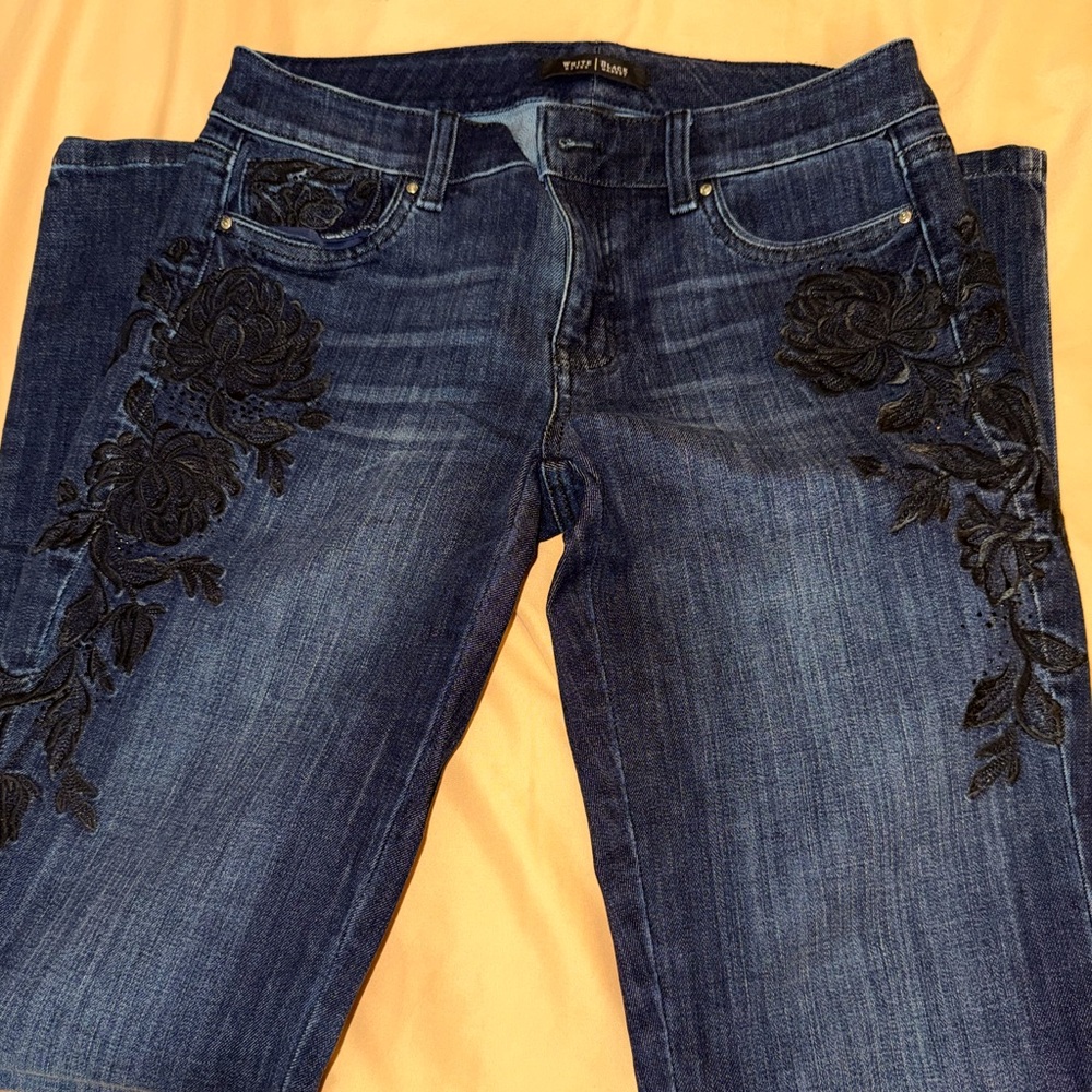 White House Black Market Blue and Black Straight Leg Jeans